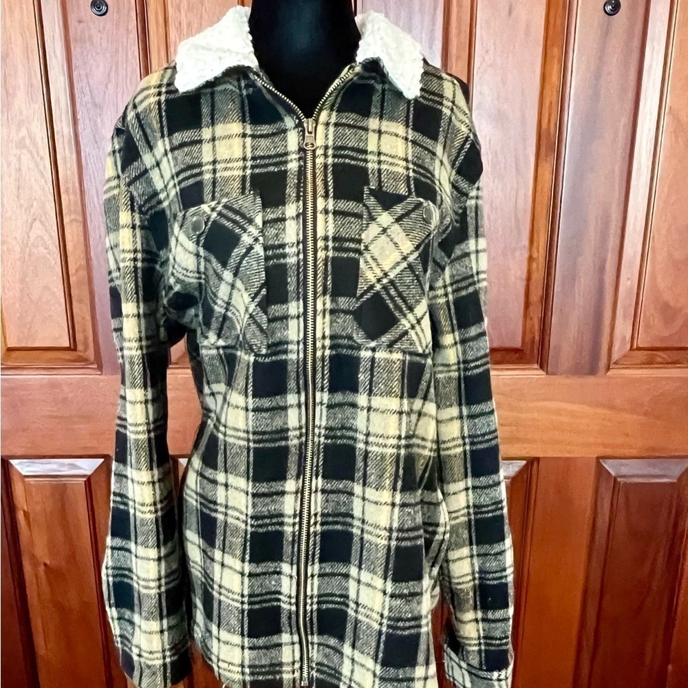 WeSC Jacket Sherpa Collar Men’s Liam Plaid Flannel men L / Women XL Twill Zinna